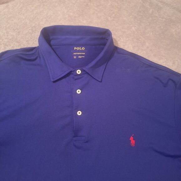 Polo Ralph Lauren Performance Men XXL Shirt Classic Fit Navy Red Pony Logo Golf - Picture 3 of 9